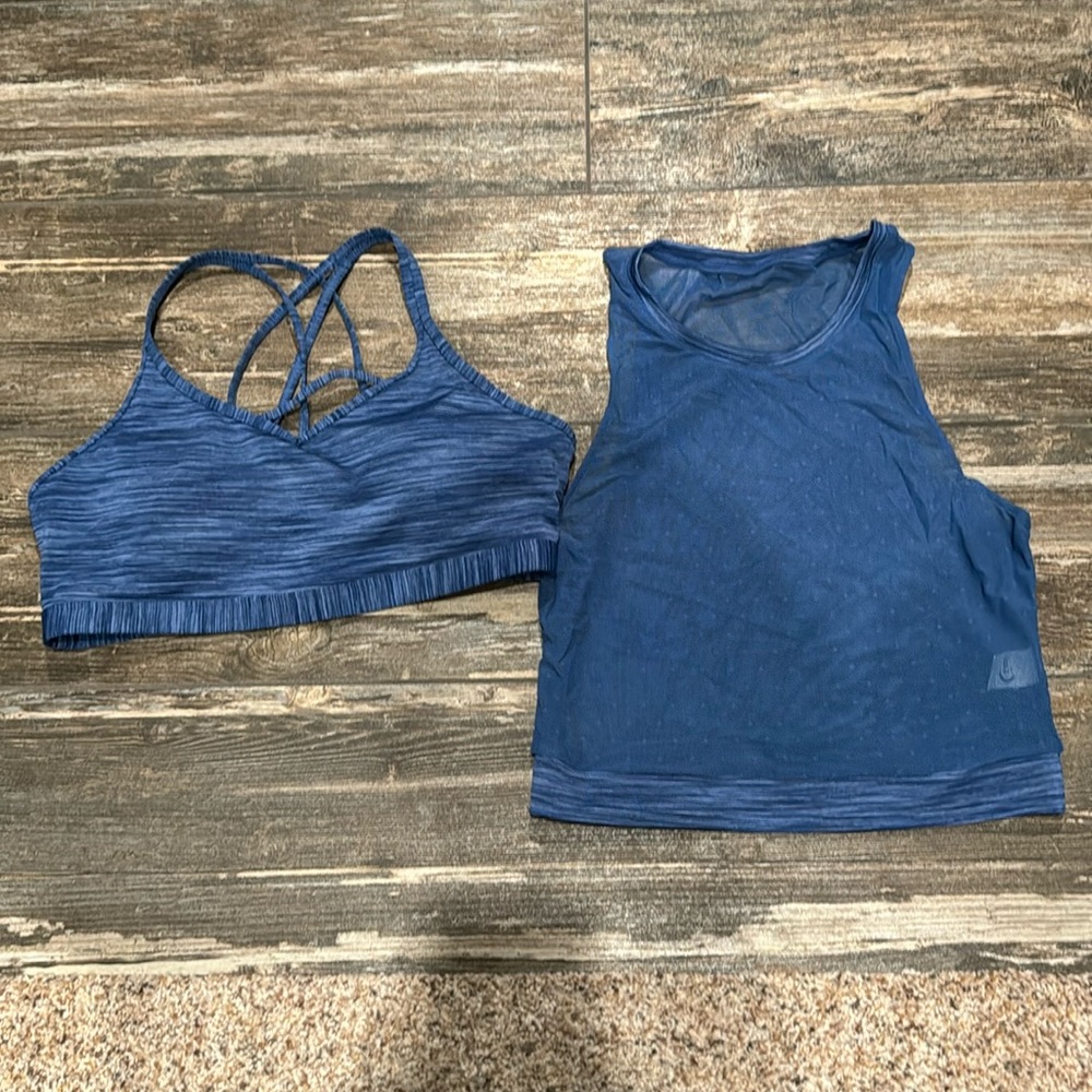 Zyia calm blue luxe strappy Bra set size large